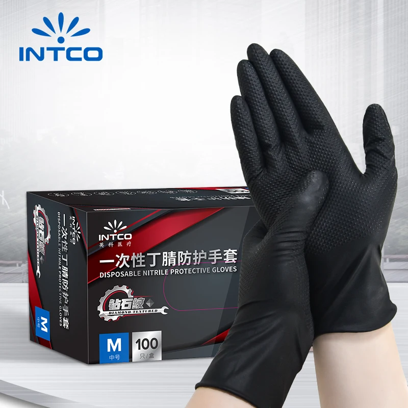 8 Mil Thick Multi-purpose Nitrile Gloves Diamond Texture Mechanic Industrial Waterproof Safety Work Non-slip Mechanics Repair