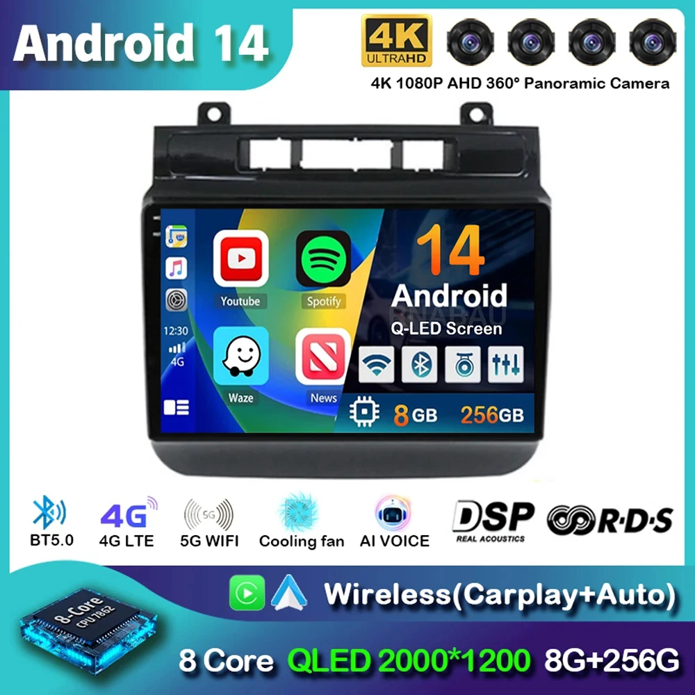 

Автомагнитола Carplay 2DIN на Android 14 с поддержкой Wi-Fi и 4G для Volkswagen Touareg 2011-2017, мультимедийный видеоплеер, GPS-навигация, стерео