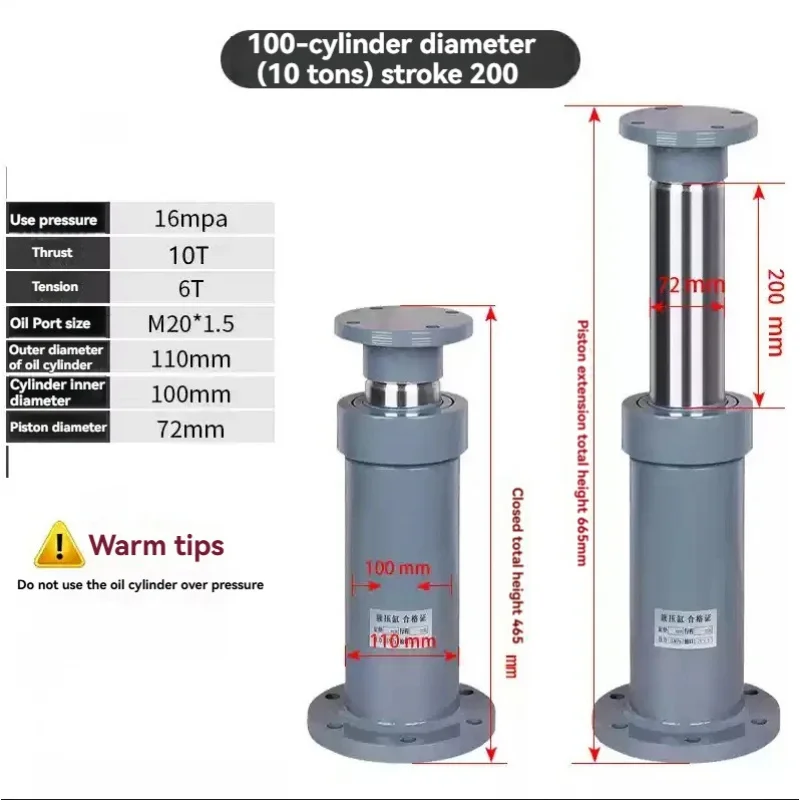 0- Diameter ( Tons) Stroke 0 Flange Heavy Lift Hydraulic Cylinder Bidirectional Small Micro One-way