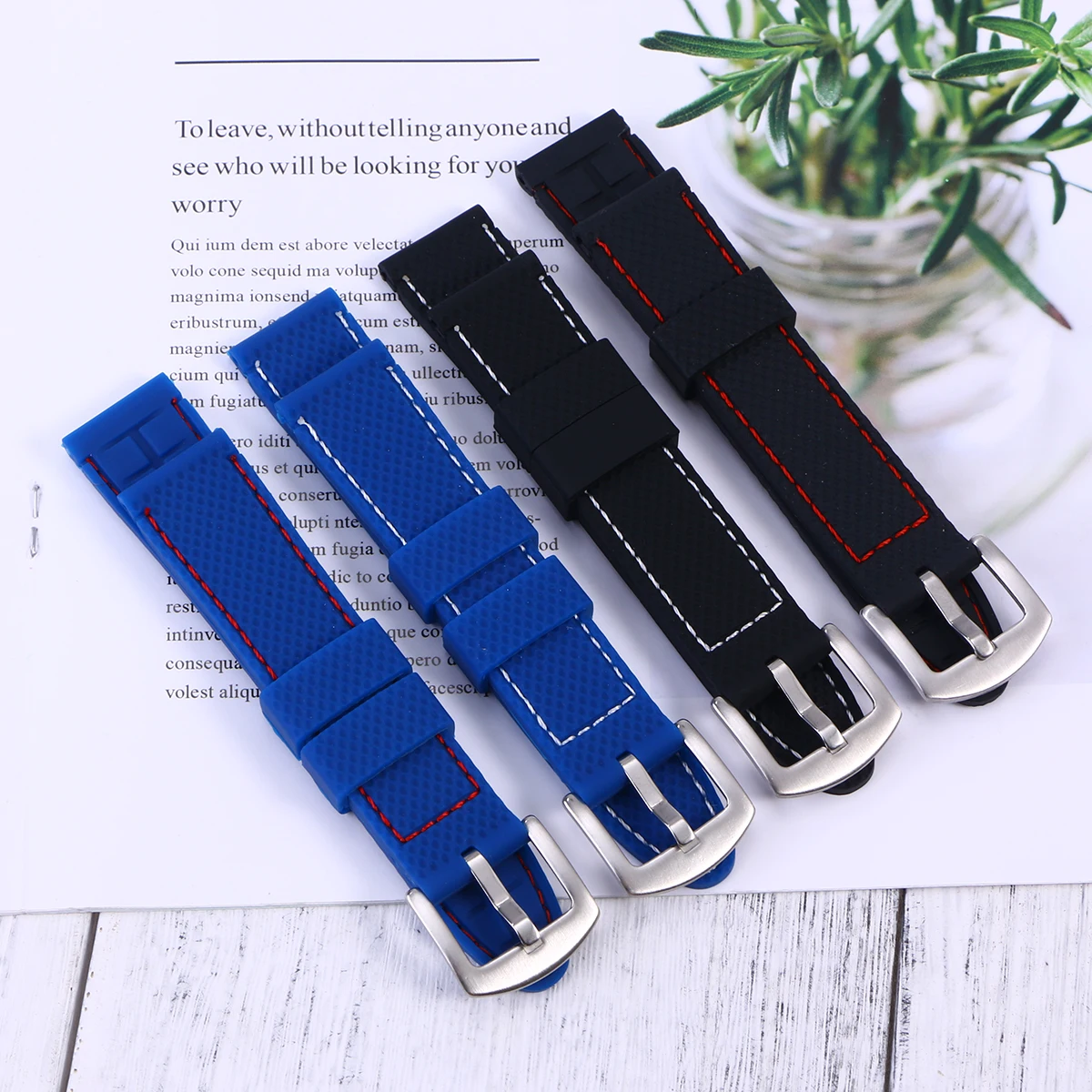 

22Mm Breathable Silicone Watch Strap Waterproof Shockproof Scratch-Resistant Flexible Easy Install for Running Swimming Hiking