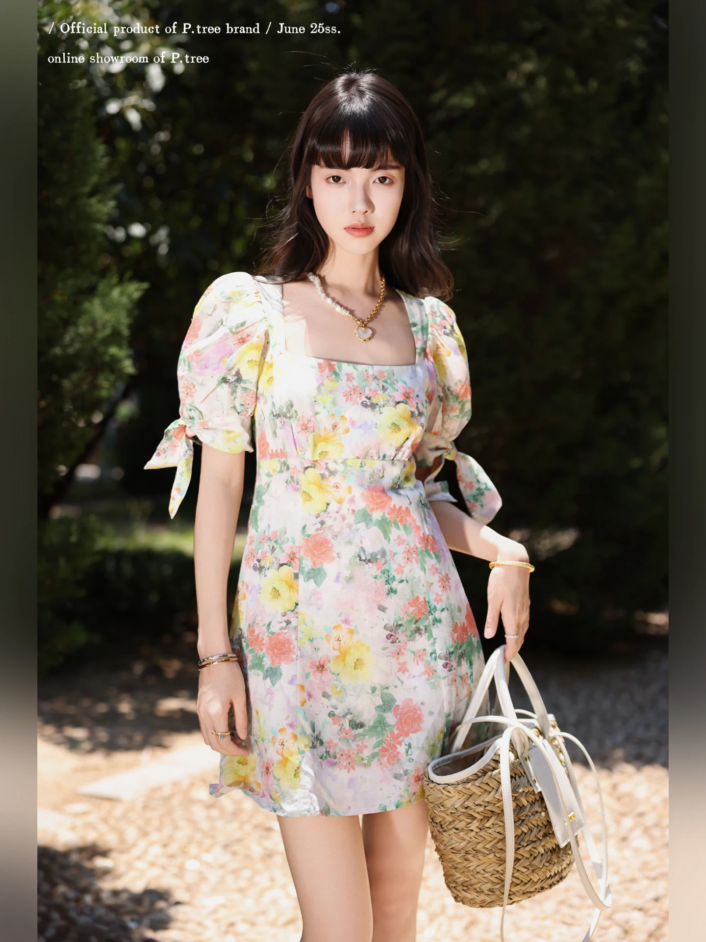 

Romantic Print Linen Short Skirt And Shorts Comfortable Set Ptree "Malibu Flower Beach" Women's Fashion Autumn Collection
