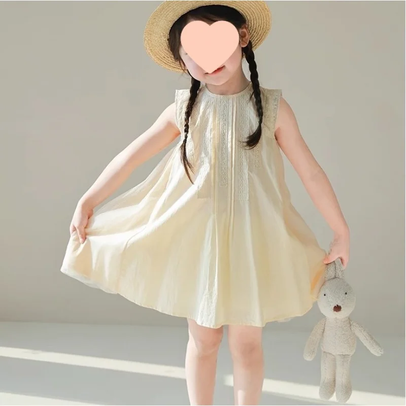 Girls' Dress Elegant Lace Sleeveless Princess Dress2025Summer New Fashion Foreign Trade Children's Clothing Factory Direct Shipp