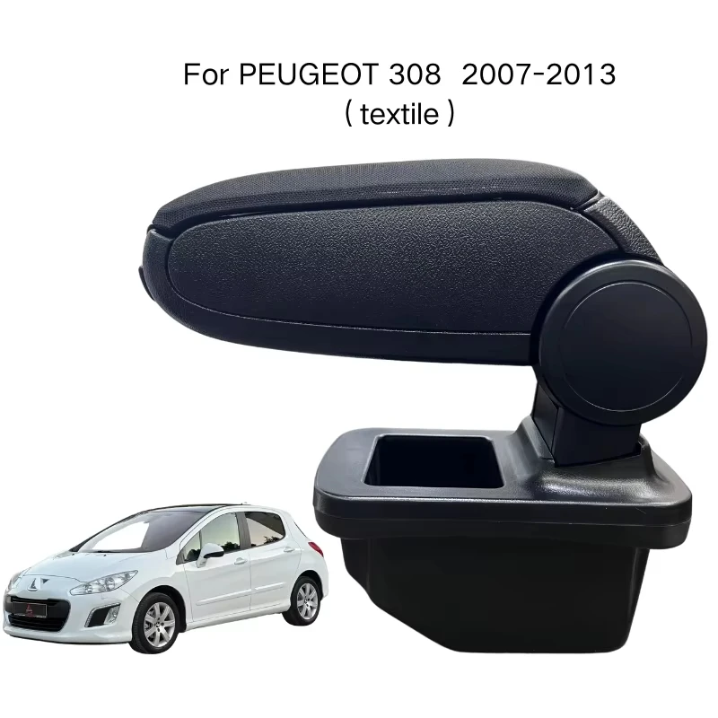 Armrest For PEUGEOT 308  2007-2013 Textile Custom Fit Center Console Storage Box Vehicle Accessories Comfortable Driving