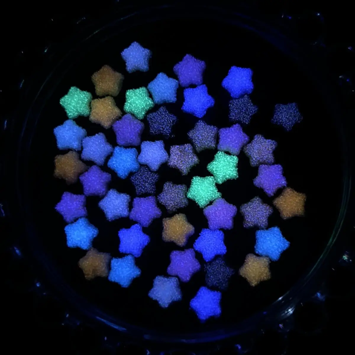 50PCS Creative Luminous Five-pointed Star Resin Nail Charms Macaron Colored Cartoon Frosted Star Resin Nail Art Decorations DIY