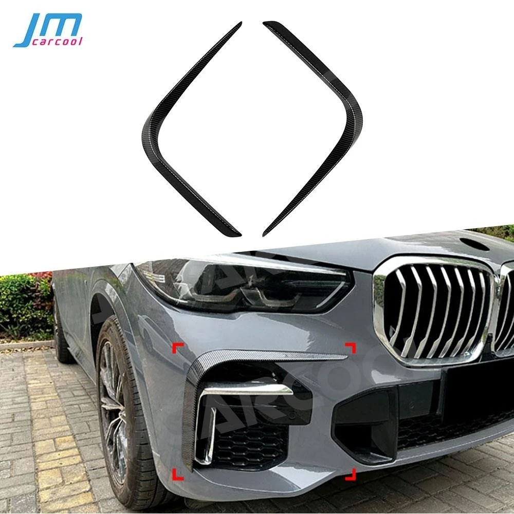 

Carbon Fiber Front Fog Lamp Frame Trim Strips Covers Bodykits for BMW X5 G05 M Sport 2019 + ABS Gloss black Car Styling