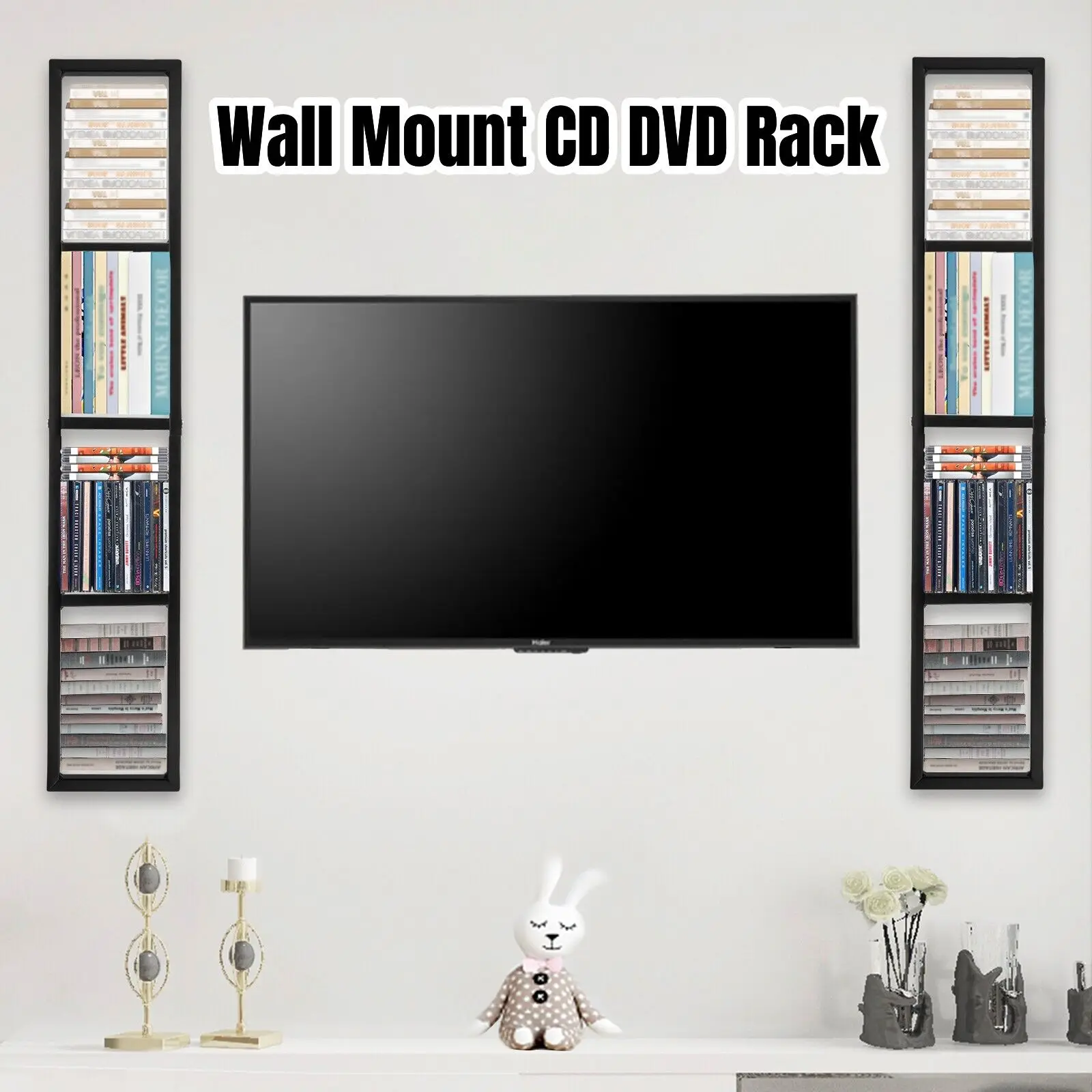 

2x Large Floating Shelf Wall Mount Organizer, CD/DVD Media Storage Rack