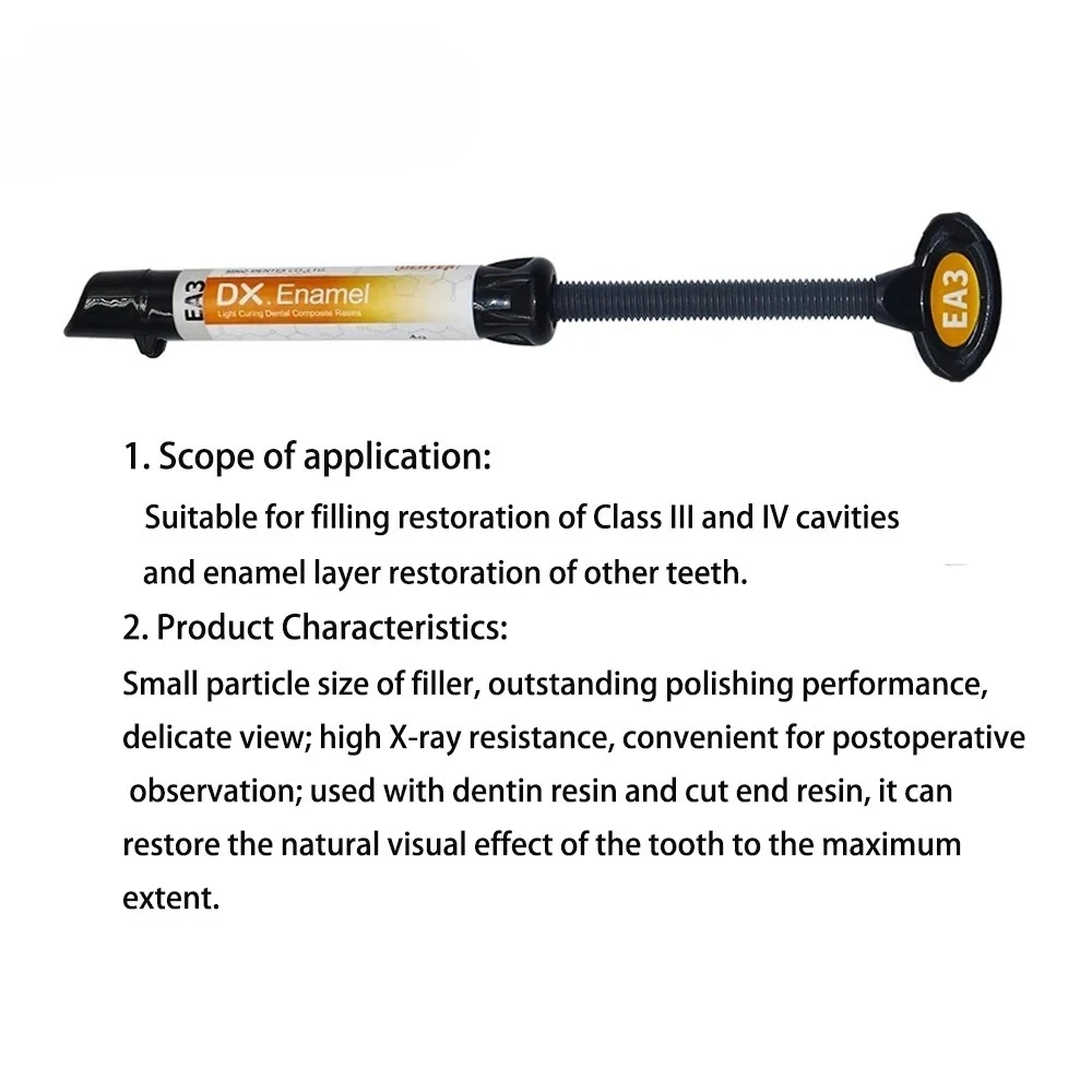 4g/シリンジ DENTEX エナメル樹脂 - 前歯修復用光重合型コンポジット、ナノハイブリッド充填材（A2/A3）