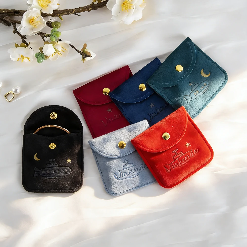 

100Pcs Jewelry Sanp Pouch Soft Velvet Envelope Jewellery Packaging Bags 8x8cm Bracelet Necklace Ring Earring Storage Dust Bag