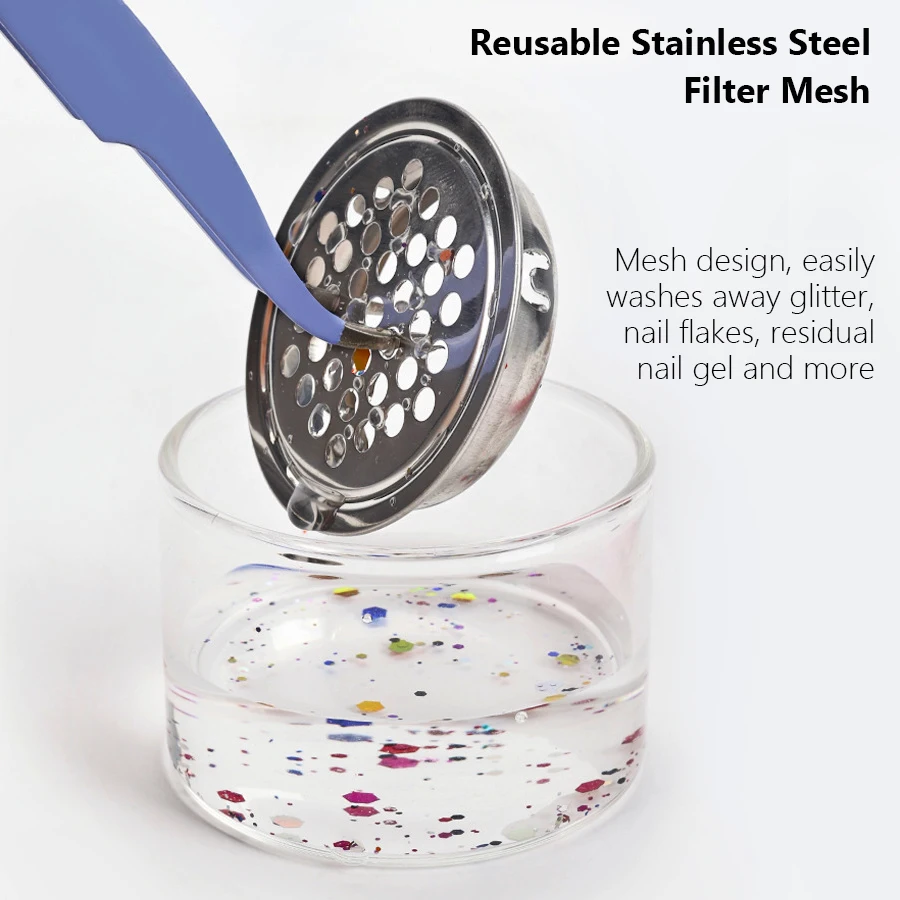 Transparant glasgaasfilter nagelborstelreiniger beker voor gellak en acrylborstels glitterverwijdering opslagcontainer