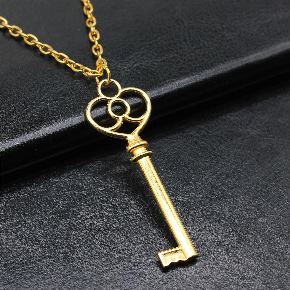 Fashion 3 Colors 60mm Key Pendant Necklace For Women Men Punk Hiphop Long Chain Necklace Jewelry Accessories