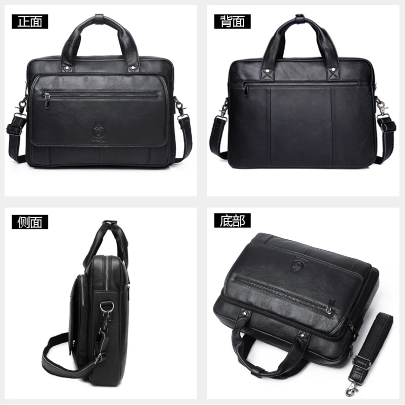 Maleta de negócios para homens 16 Polegada Bolsa de computador Bolsa de grande capacidade Bolsa de ombro de couro Bolsa crossbody 100% de couro