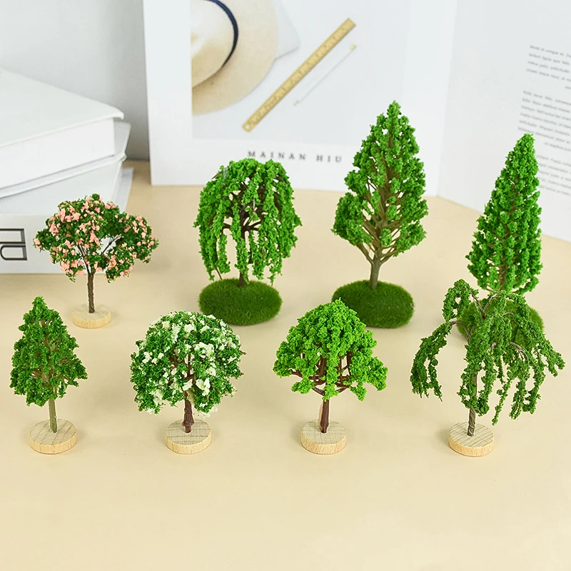 Simulation Mini Tree Model Green Scenery Landscape Sand Table DIY Model Ornament Miniature Miniatures Layout Tree Crafts Decor
