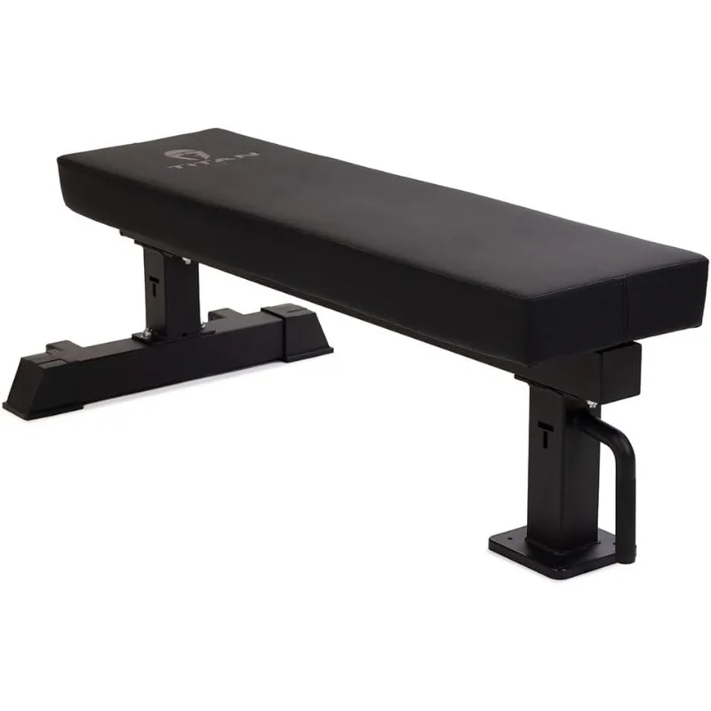 

Titan Fitness TITAN Series Single Post Flat Bench, Rated 1,200 LB, 4" Thick HeftyGrip Vinyl Pad, Dedicated Home Gym Competition