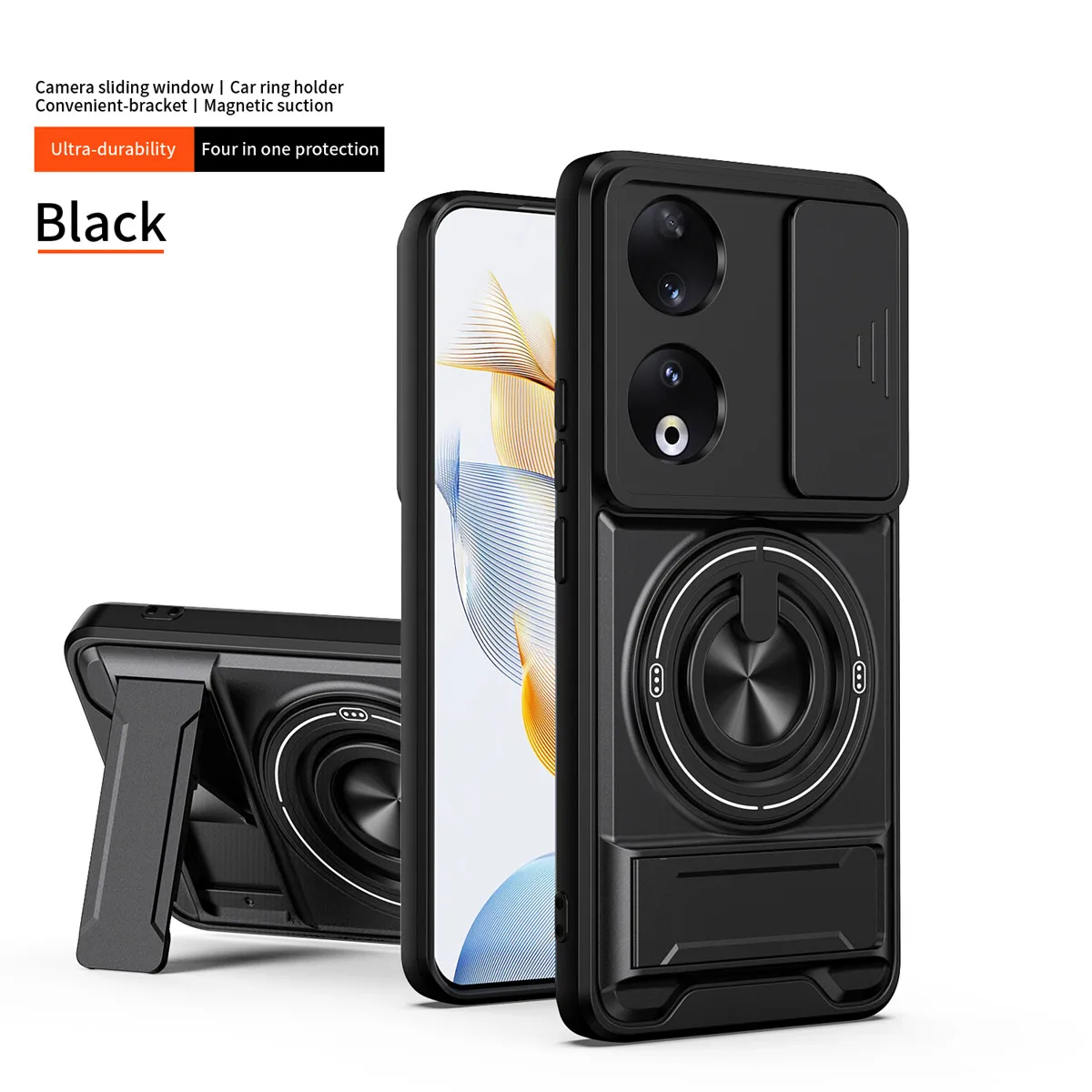 Ringhalter-Hülle für Huawei Honor 90 5G, magnetischer Ständer, Linsenschutz, Schutzhülle für Honor 90 Lite, stoßfeste Handyhülle. – Detail 18
