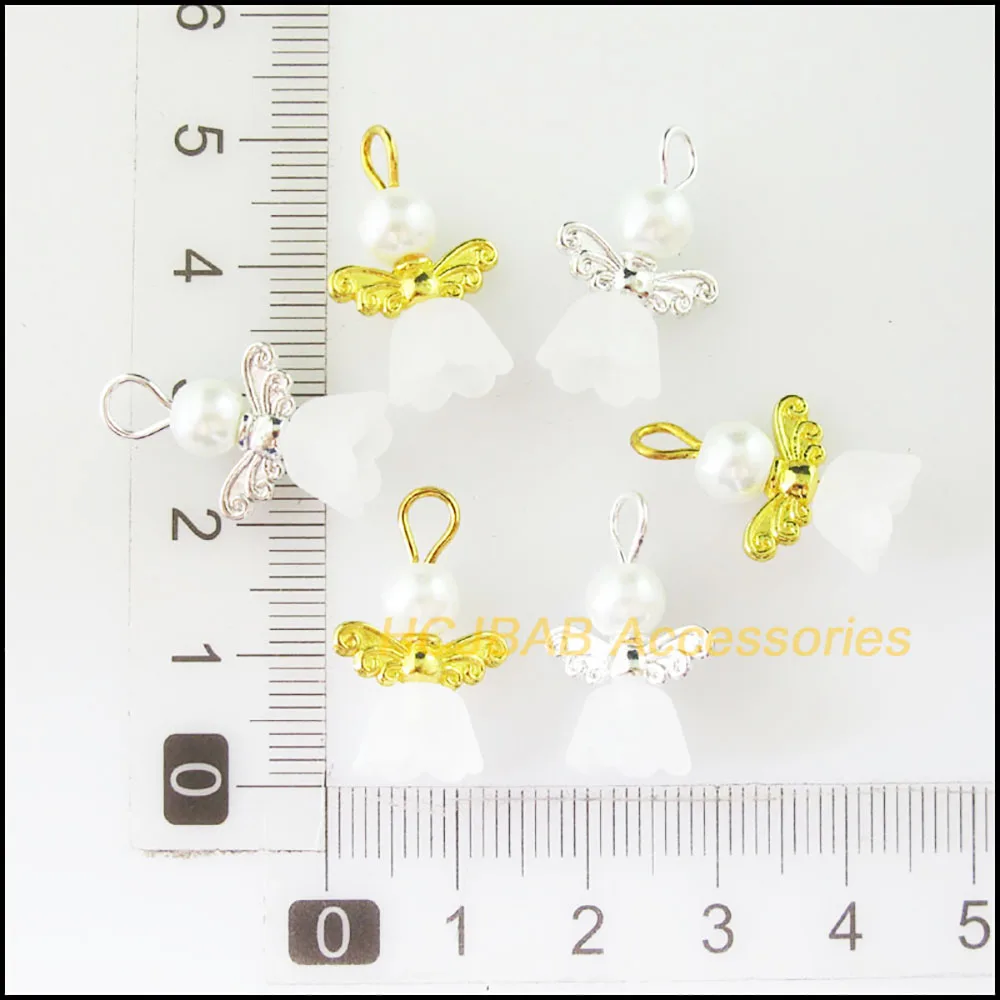 Silver Plated Dancing Angel Wings Charms, 20Pcs