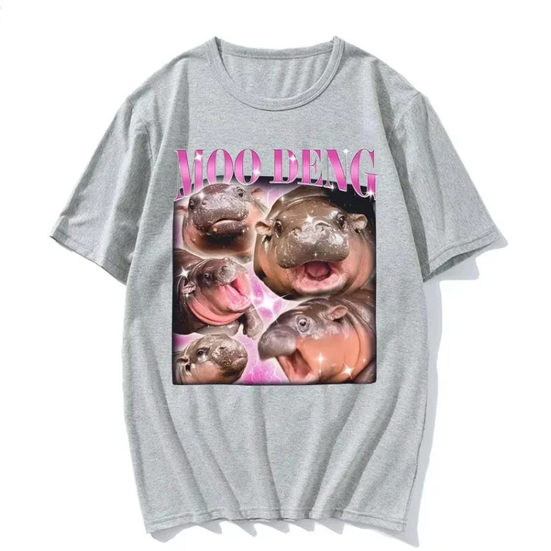 Funny Modern Hippopotamus Pattern Printed Men's and Women's Fashionable Short Sleeved Summer New Personalized Casual T-shirt