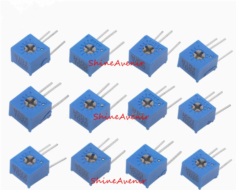 10PCS 3362W cross adjustable precision potentiometer 100R/200R/500R/1K/2K/5K/10K/20K/50K/100K/200K/500K/1M