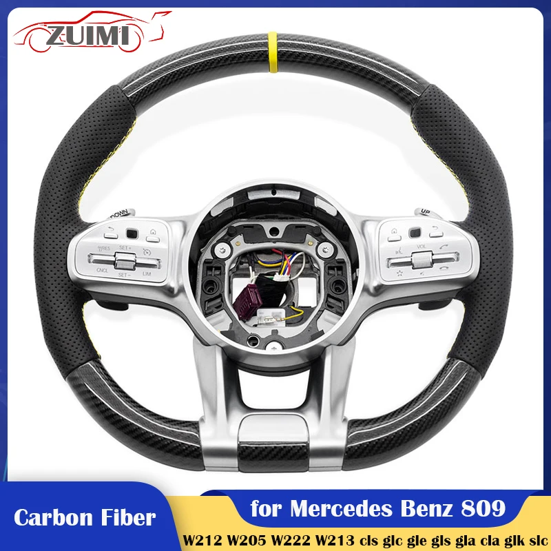 

Real Carbon Fiber Car Steering Wheel for Mercedes Benz 809 AMG A/B/C/E/S/G/V Class cls glc gle gls gla cla glk W212 W205 W222