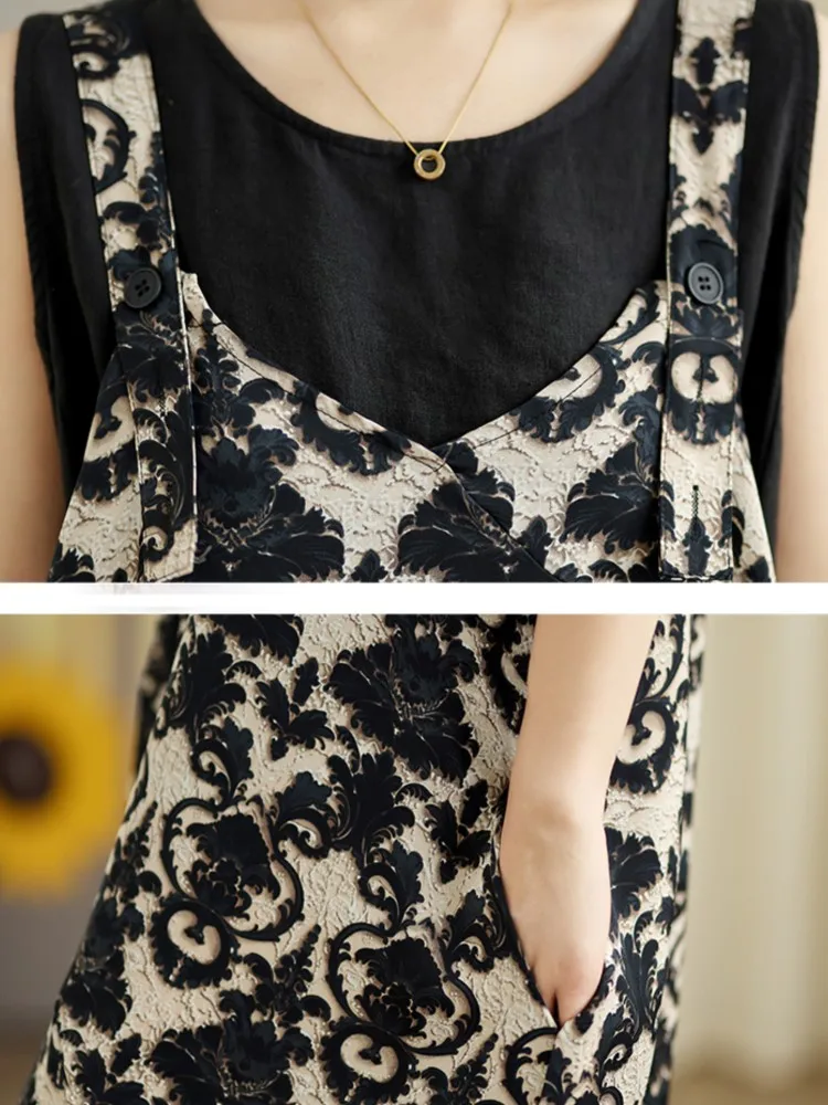 오버사이즈 여름 점프수트 여성 플로럴 프린트 모디스 캐주얼 여성 점프수트 루즈 와이드 레그 여성 오버올 스파게티 스트랩 포함