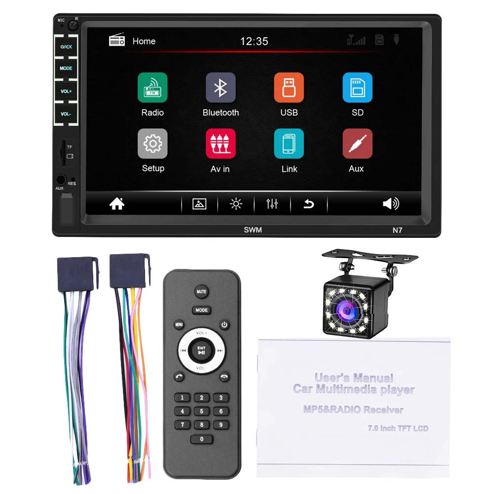 

7 Inch Press Screen Double Din Car Stereo Player 2 Din FM Multimedia MP5 Player Car Autoradio Player Bluetooth MirrorLink