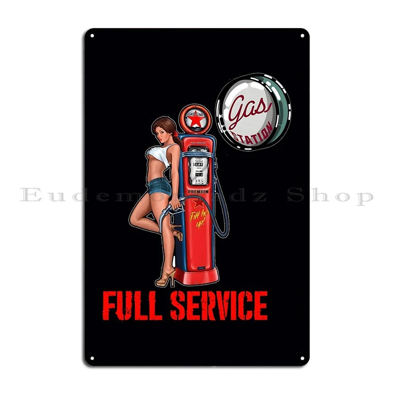 Gas Station Full Service Pin Up Metal Plaque Custom Customize Wall PaintingWall Pub Tin Sign Poster