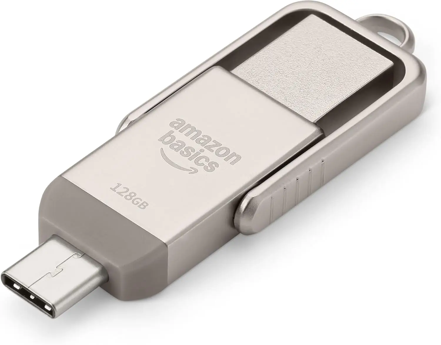 128GB USB Flash Drive, Dual Port USB C & USB A Thumb Drive Memory Stick for Phones Tablets Computers, Champagne Silver