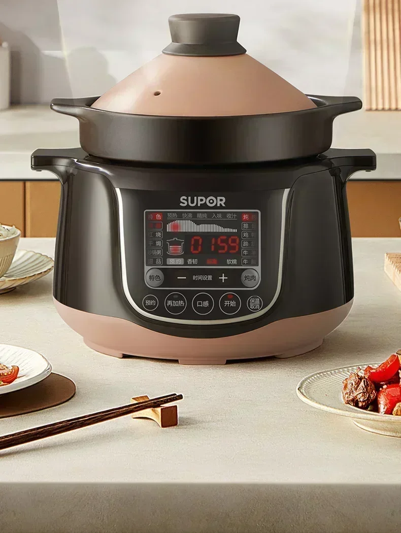 الفخار الكهربائية الحساء حساء المنزلية الحساء كوب خزفي كهربائي وعاء الصحة إناء للحساء وعاء عصيدة متعددة الوظائف