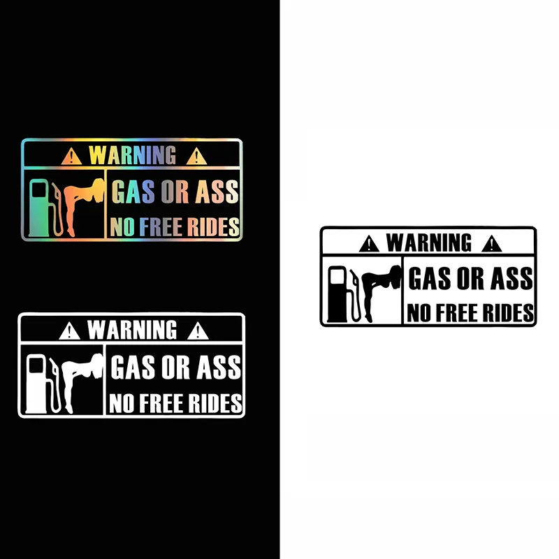 15x7cm Warning GAS or ASS No Free Ride Motorcycle Reflective Vinyl Sticker Decal Car Bumper Fuel Tank Window Rear Decal