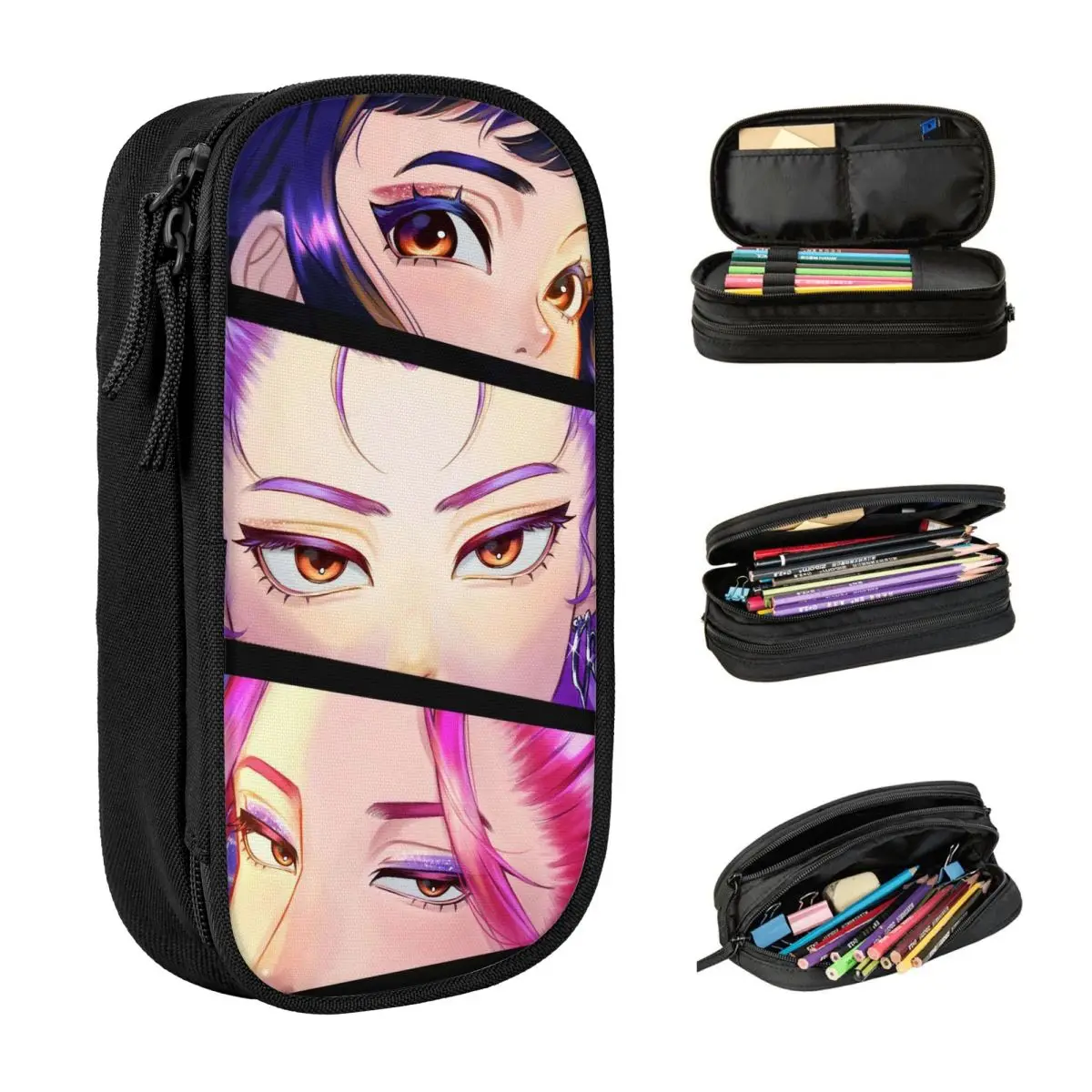 huntrix-meninas-olhos-kpop-demon-hunters-lapis-caso-de-volta-a-escola-casos-de-lapis-ziper-moda-grande-lapis-bolsa-material-escolar