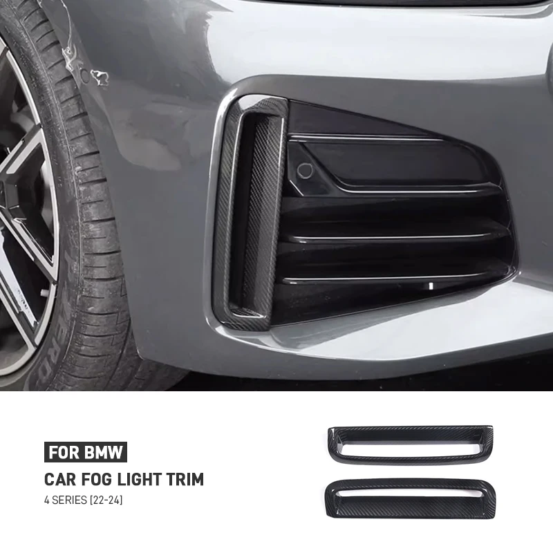 

For BMW 4 Series G26 2022-2024 Real Dry Carbon Fiber Car Front Bumper Fog Light Frame Trim Cover Decorative Sticker Accessories