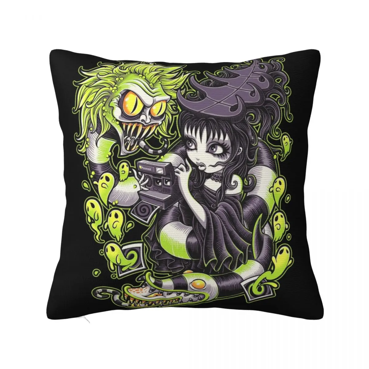 B-Beetlejuice Horror Movie Halloween Pillow Cover Printed Cushion Cover Decoration Pillow Case Cover Bedroom Multiple Sizes