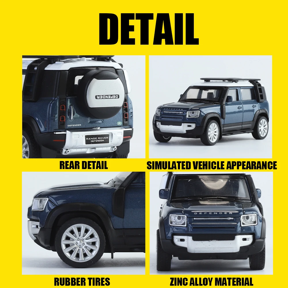 1/43 Land Defender Fuoristrada SUV Pressofuso In Lega Modello di Veicolo Auto Tirare Indietro Sospensione Giocattoli Per Bambini Regalo Di Compleanno Raccogliere Orname