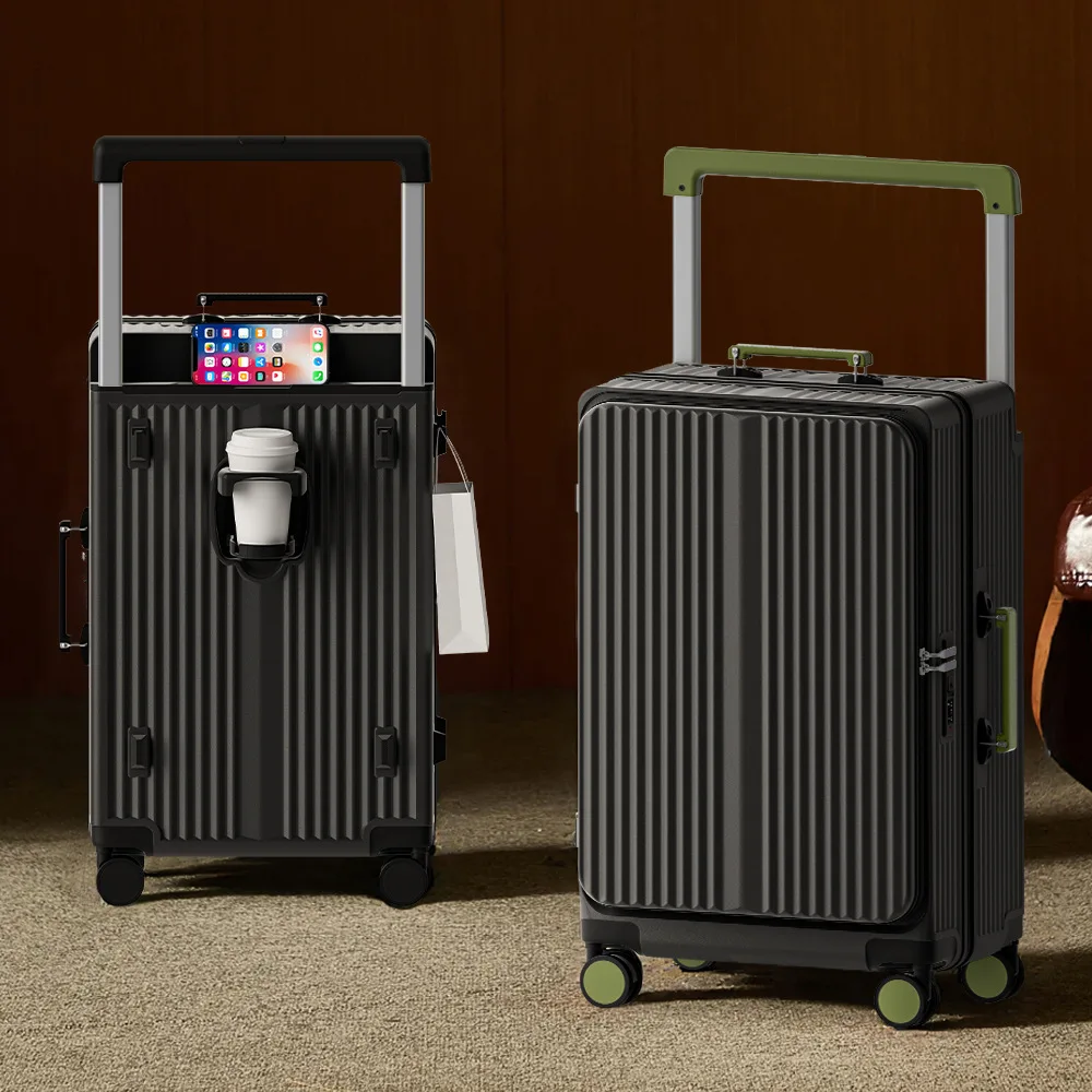 Expandable Deep Compartment Large Capacity Anti-Shock Multi-Functional Wide Handle Side Opening Luggage with Password Lock