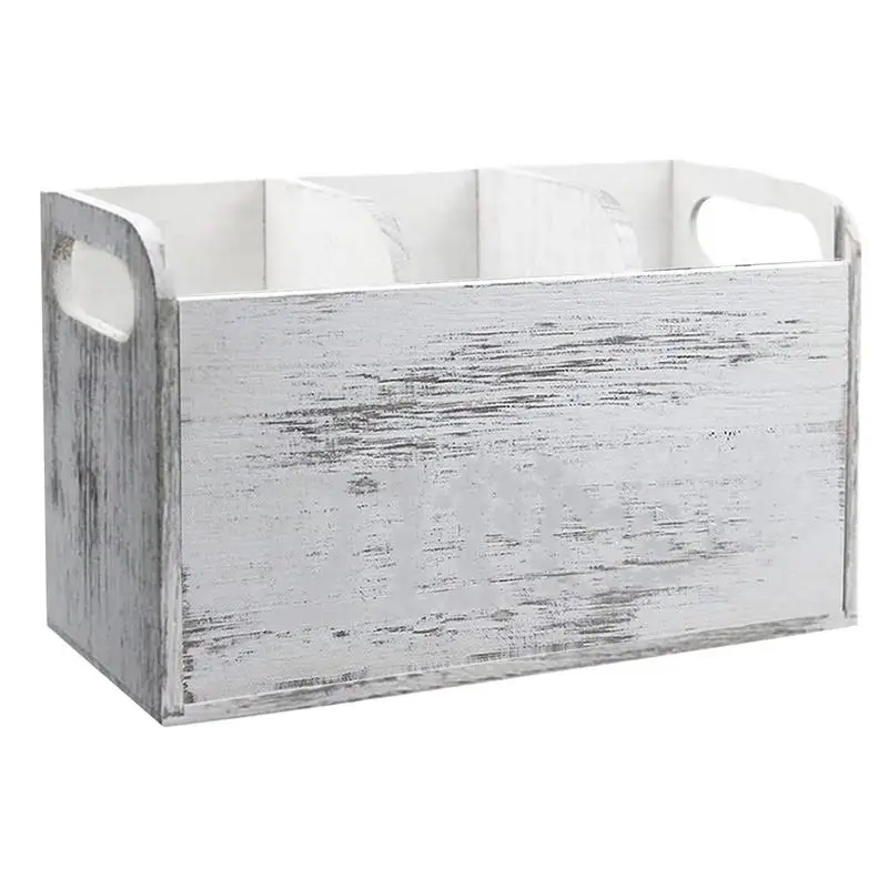 

Kitchen Utensil Holder Wooden Large Capacity Utensil Holder Divided Cutlery Box With Removable Lid Counter Organizing Supplies