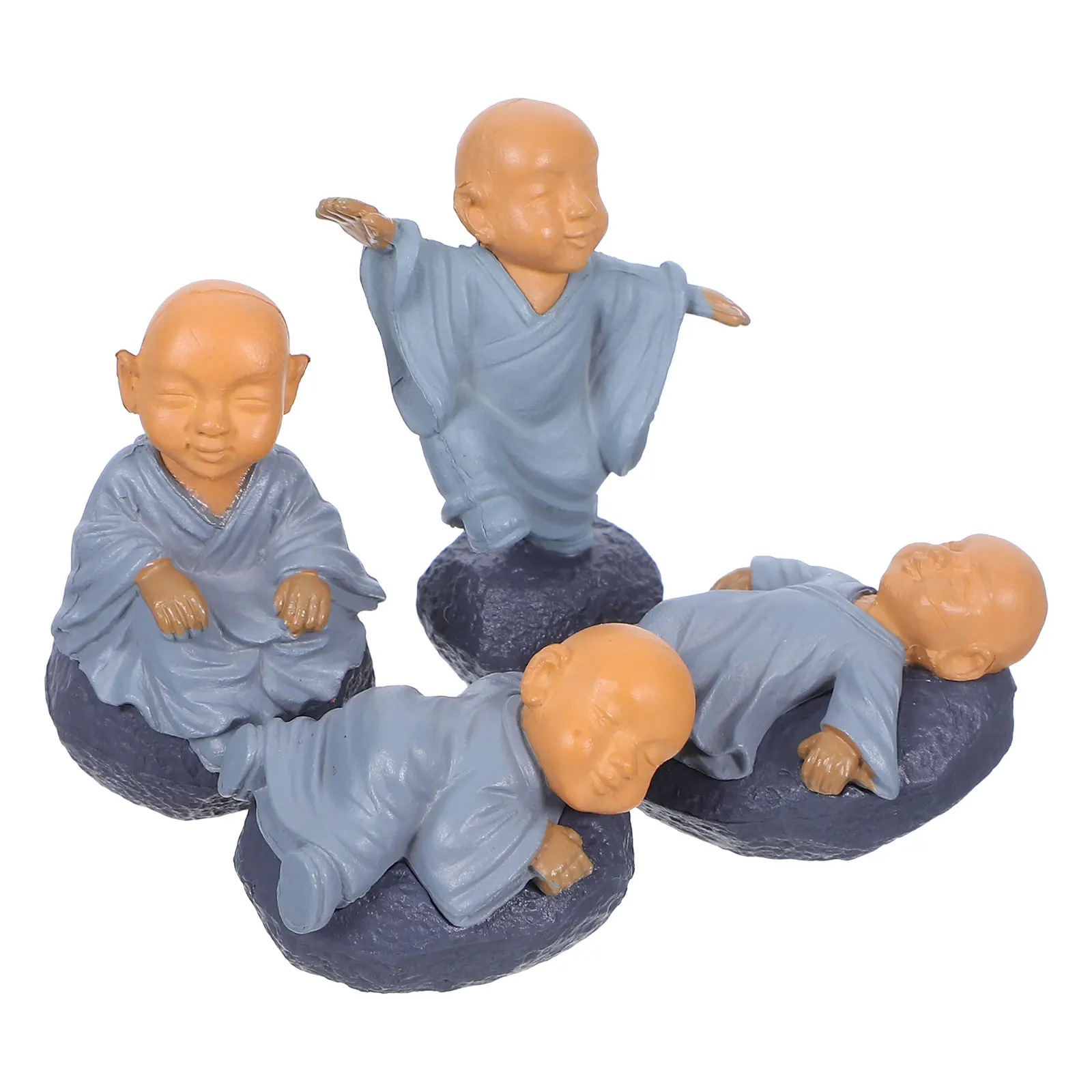 

4 Pcs Mini Resin Figurines Small Space Garden Decoration Durable Material Lightweight Portable Potted Plants