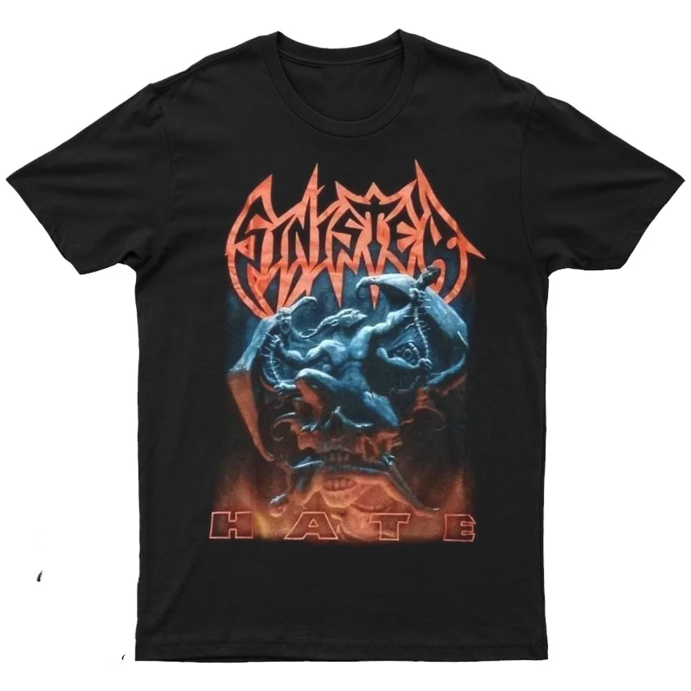 

2025 New SINISTER - HATE Printed Unisex Street Fashion Trend Short Sleeved Pure Cotton Round Neck