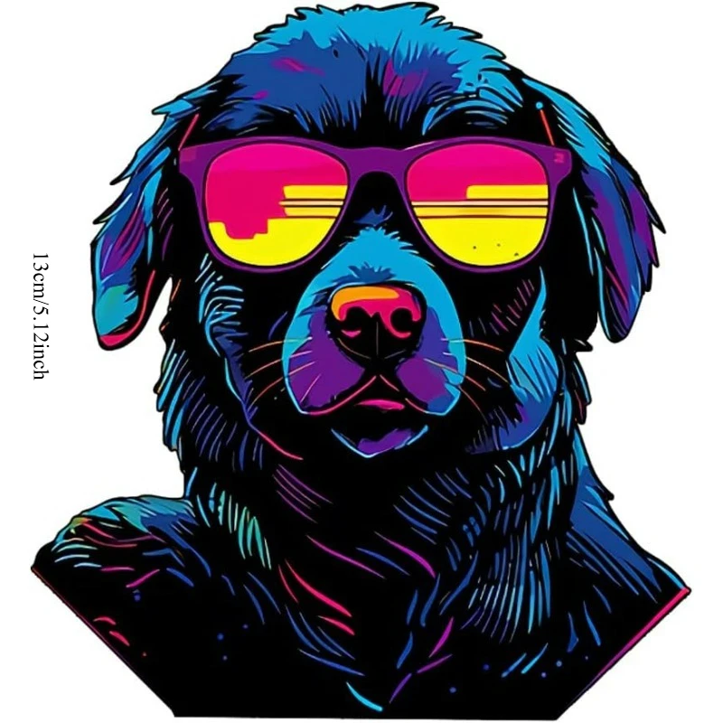 Glasses Dog Vinyl Decal, Waterproof Sticker for Car, Window, Helmet, Laptop, Fridge, Mug, Bookshelf, Smooth Surfaces