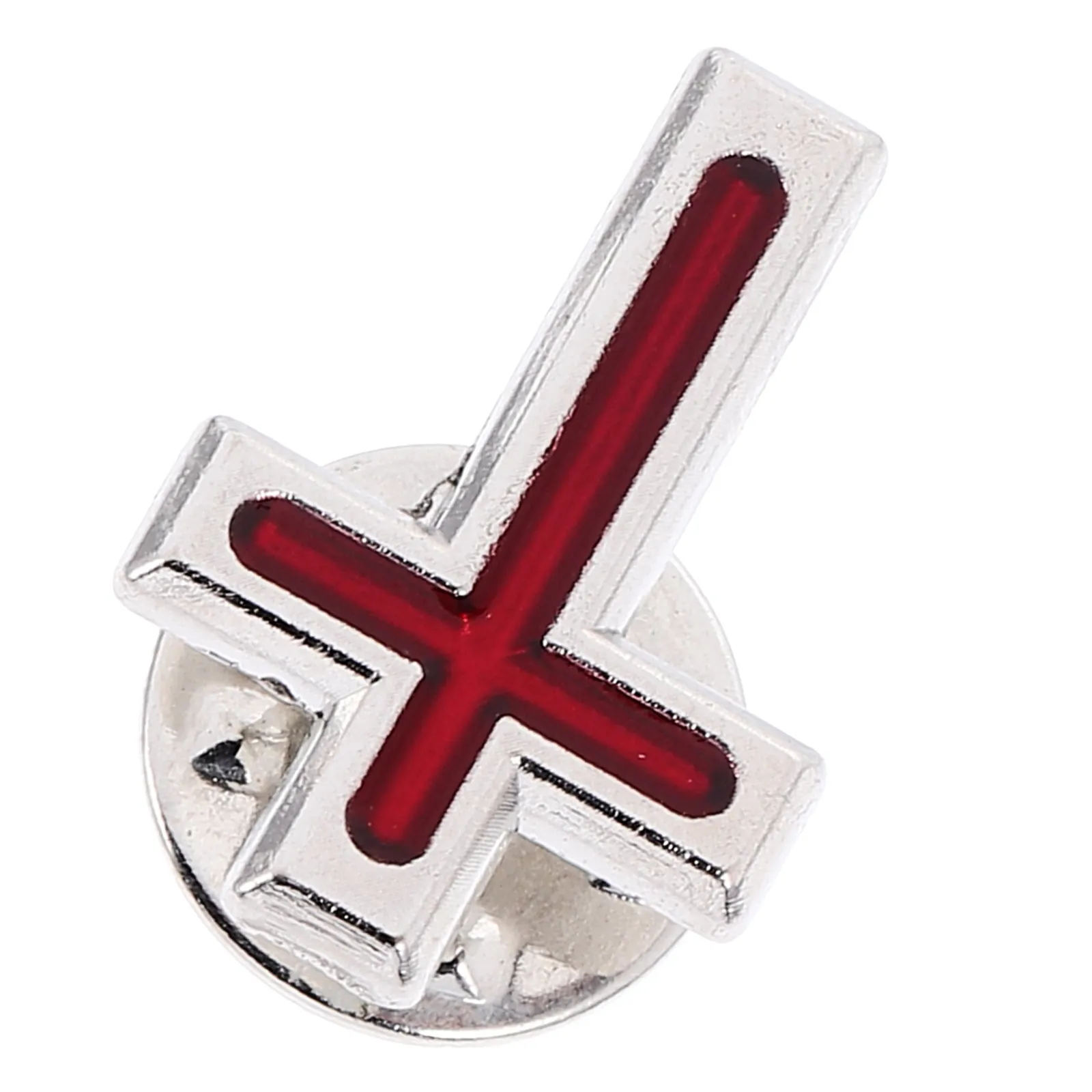 Religious Cross Pin Zinc Alloy Holy Communion Badge Brooch Red Lapel Jewelry for First Communion Baptism Guest Memorial Gift