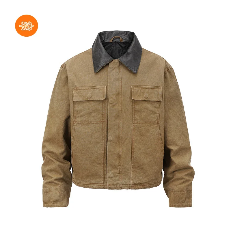 

DAVIDSHAO Европейский размер США Одежда высшего качества для улицы Роскошные летные пальто на молнии с лацканами Стеганая куртка с несколькими карманами