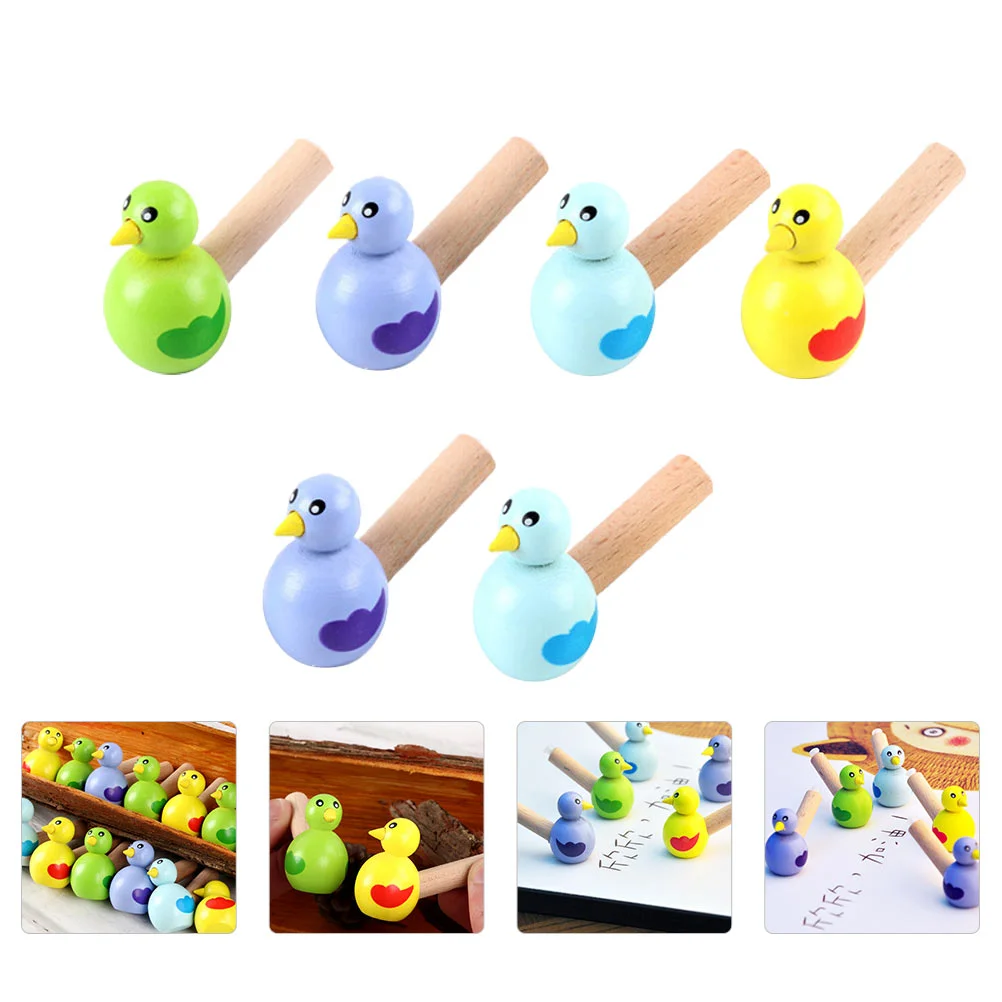 6 PCS Wooden Bird Whistle Party Call Hen Noise Maker Pigeon Hand Bell Baby Toys Door Kids Animal Educational Gift