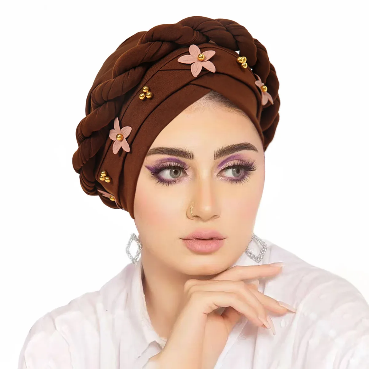 2025 Nuove Donne Indiane Trecce Musulmane Hijab Chemio Caps Headwrap Sciarpa Cancro Islamico Cappello Arabo Perdita di Capelli Turbante Copertura Mujer
