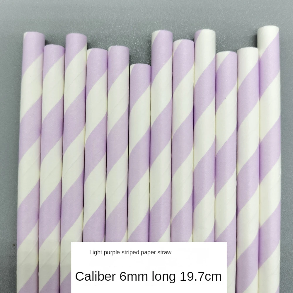 25Pcs Purple and Light Purple Stripe Dot Paper Straws for Birthday Wedding Decorative Party Event Drinking Straws Supplies