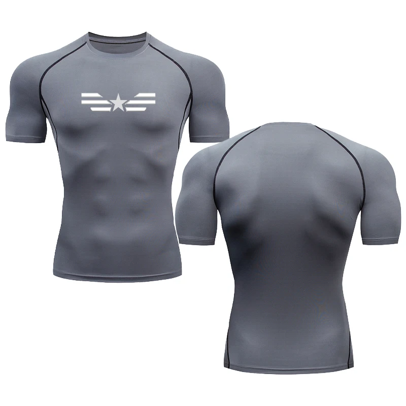 Hot Selling Thin Compression T-shirt Men Jiu-jitsu Bodybuilding Training Tight Sportswear Top Summer Casual Short-sleeved S-3XL