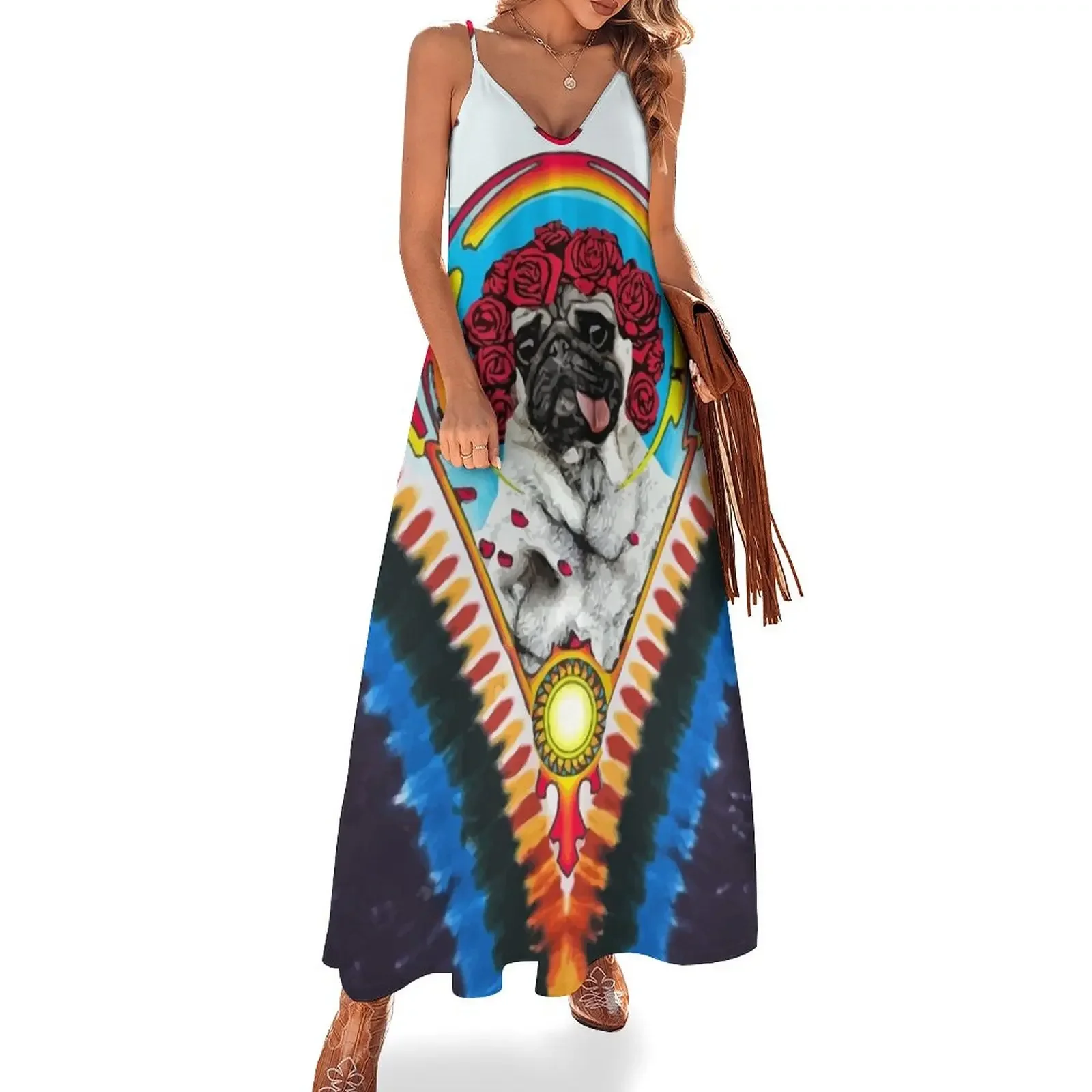 

GRATEFUL PUG TYE DYE Sleeveless Dress women's evening dresses 2024 dress korean style Women long dress women's dresses luxury