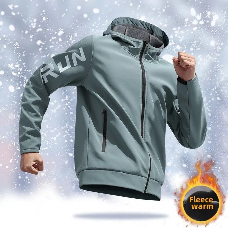 Men's Winter Running Plush Jacket Windproof Quick-Dry Cycling Outdoor Training Coat for Autumn Winter Outdoor Training Clothes