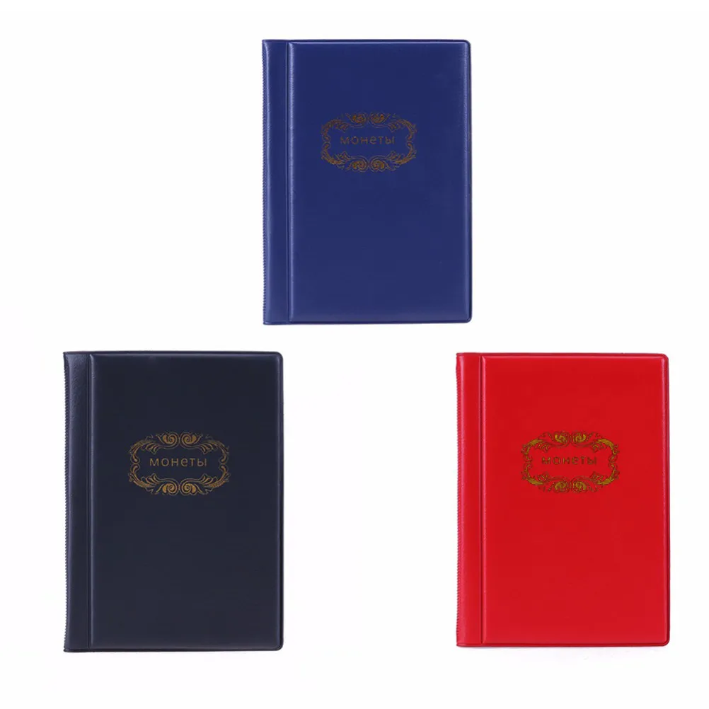 120-Pocket Coin Collection Book Artificial Cover Portable Transparent Pockets Secure Envelope Flaps for Coin Collectors