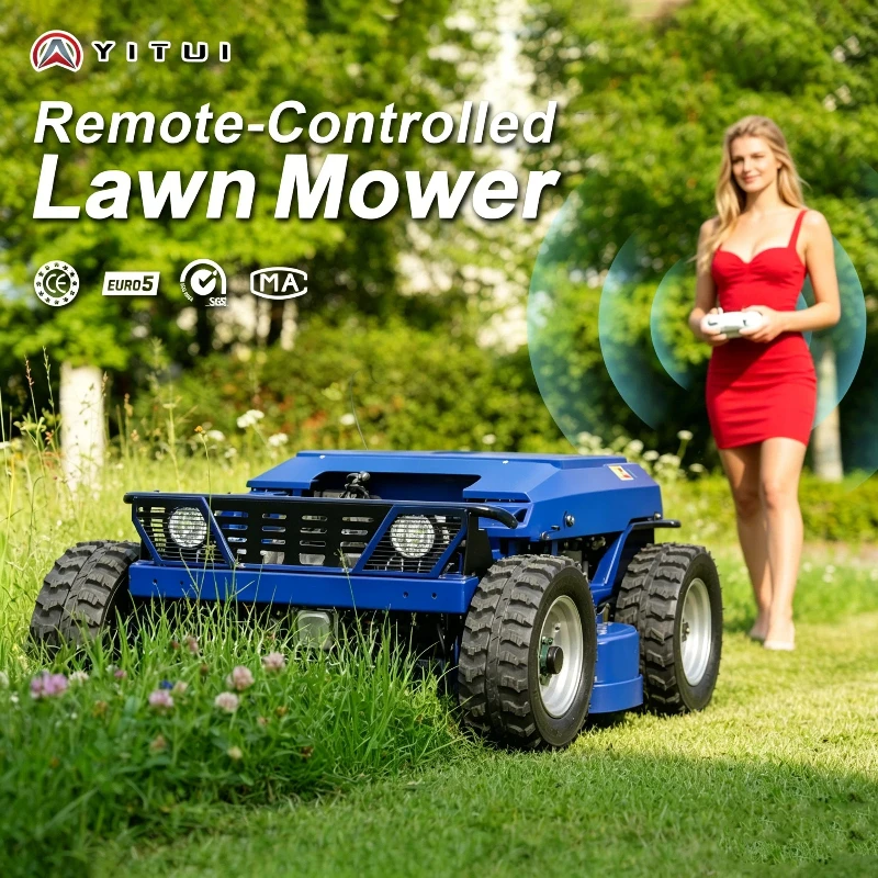Customized High Efficiency Wireless Remote Control Crawler Lawn Mower Garden Yard Park Grass Cutter Trimmer Factory Direct Sales