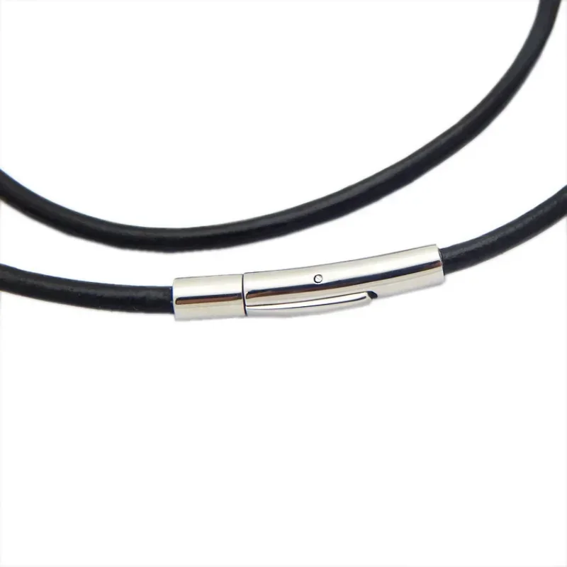 2MM/3MM/4MM/5MM Black Color Leather Chokers Necklaces For Women Men Rope Chain Stainless Steel Magnetic Clasp Jewelry