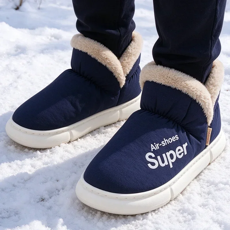 Snow Boots Men's Waterproof 2026 Winter Thicken Warm Long Plush Platform Non Slip Ankle Boots Men Comfort Cotton Padded Shoes 45