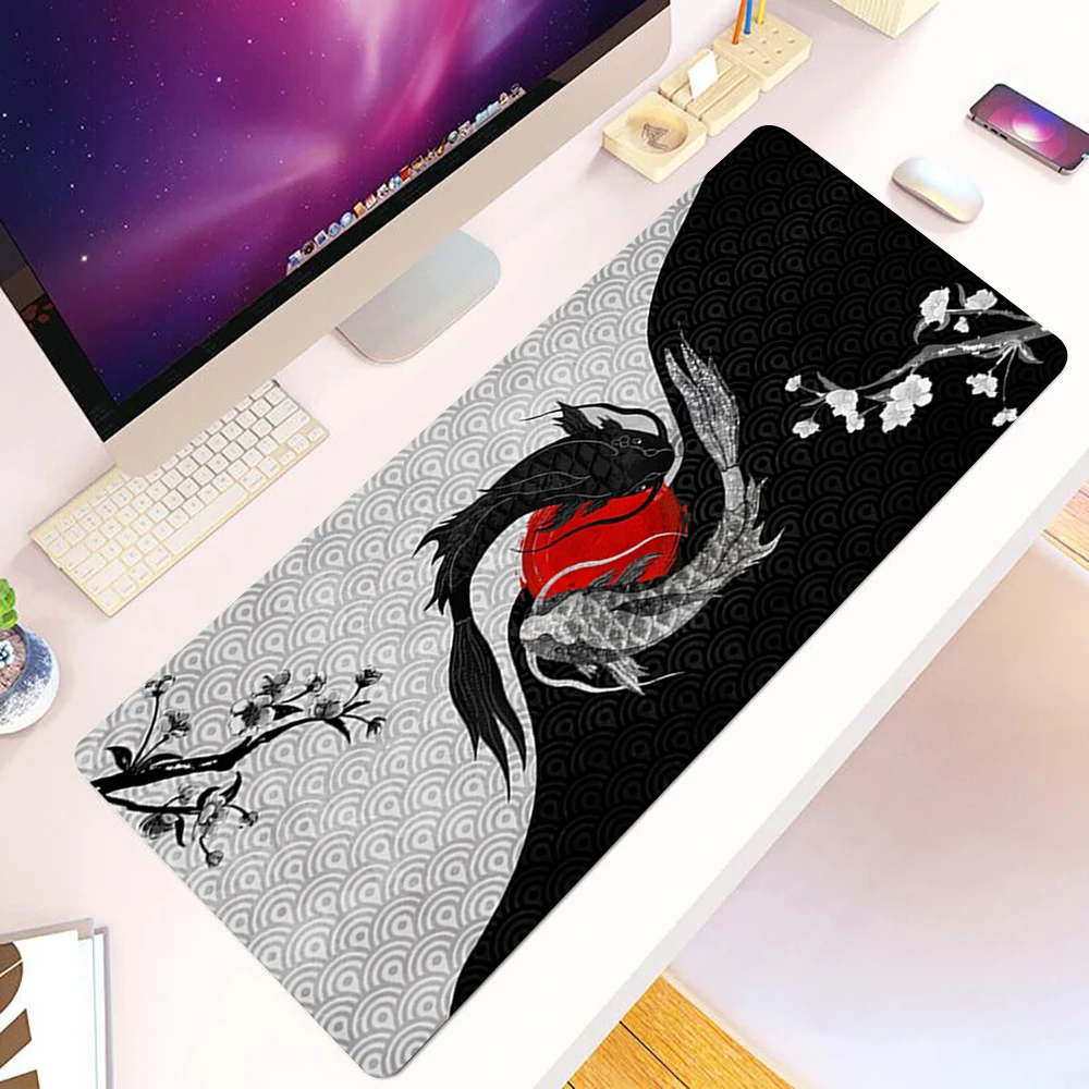 Anime Fish 40x90cm Lock Edge Mousepad Large Gaming Desk Mat Keyboard Mats Mouse Mat Beast Desk Pad For Gift Rubber Mouse Pad XXL